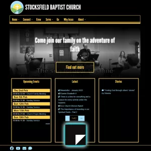 Screenshot of homepage for Stocksfield Baptist Church